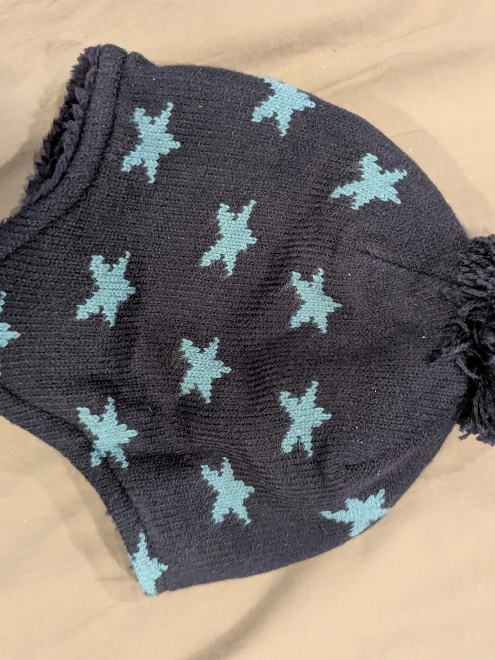 Primary Baby 6-12M Navy Teal Star Pom Beanie Hat 2019 NWOT